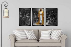 kit quadro decorativo 3 peças Jesus Cristo e seus Fieis Paixão de cristo decoração