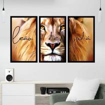 kit quadro decorativo 3 peças leão de juda maravilhoso decoração - Ana Decor