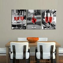 kit quadro decorativo 3 peças vinho taças de cristal decoração para restaurantes gourmet