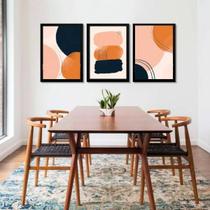 Kit Quadro Decorativo Abstrato Marrom E Preto 45X34 3 Peças