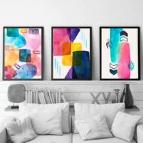 Kit Quadro Decorativo Abstrato Multicolorido 45X34Cm 3 Peças