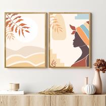 Kit Quadro Decorativo África Zaila Moldura Mel