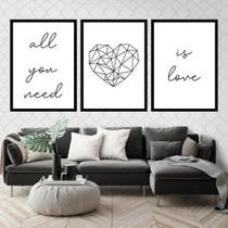 Kit Quadro Decorativo All You Need Is Love 45X34Cm 3 Peças Kit Quadro Decorativo All You Need Is Love 45X34Cm 3 Peças