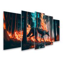 Kit Quadro Decorativo Animais V2 Para Sala de Estar 108x60cm - Pallazio