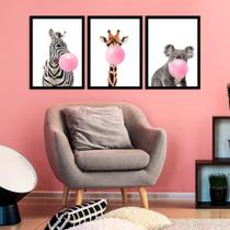 Kit Quadro Decorativo Animals Buble Gum