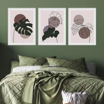 Kit Quadro Decorativo Boho Philodendron Moldura Branca Kit Quadro Decorativo Boho Philodendron Moldura Branca