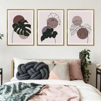 Kit Quadro Decorativo Boho Philodendron Moldura Mel Kit Quadro Decorativo Boho Philodendron Moldura Mel
