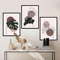 Kit Quadro Decorativo Boho Philodendron Moldura Preta Kit Quadro Decorativo Boho Philodendron Moldura Preta