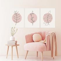 Kit Quadro Decorativo Boho Rose Moldura Branca