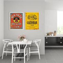 Kit Quadro Decorativo Cozinha Vermelho E Amarelo 45x34 2 Pçs