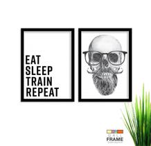Kit Quadro Decorativo Eat Sleep Moderno 2 peças de 40x60