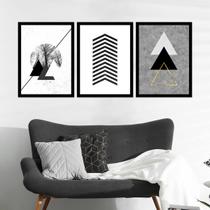 Kit Quadro Decorativo Elegant Triangles Inclui moldura