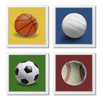 Kit Quadro Decorativo Esporte Bola Futebol Volei Basquete