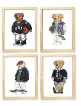 Kit quadro decorativo esporte urso RL polo rauph lauren quarto criança bebê enxoval