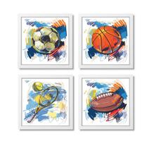 Kit Quadro Decorativo Esportes Bolas Futebol Basquete Tênis Kit Quadro Decorativo Esportes Bolas Futebol Basquete Tênis