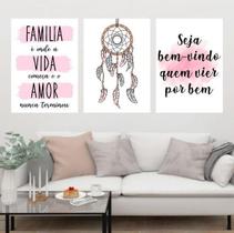 Kit Quadro Decorativo Família Filtro Dos Sonhos 45x34 3 Pçs