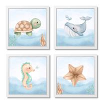Kit Quadro Decorativo Fundo do Mar Aquarela Quarto Bebê Kit Quadro Decorativo Fundo do Mar Aquarela Quarto Bebê