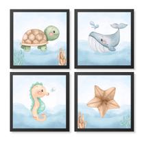 Kit Quadro Decorativo Fundo do Mar Aquarela Quarto Bebê Kit Quadro Decorativo Fundo do Mar Aquarela Quarto Bebê