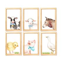 Kit Quadro Decorativo Infantil Fazendinha Aquarela Menino