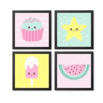 Kit Quadro Decorativo Infantil quarto menina candy colors