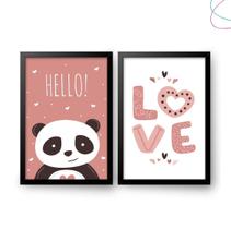 Kit Quadro Decorativo Infantil quarto menina Panda Love - Creative Cat