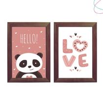 Kit Quadro Decorativo Infantil quarto menina Panda Love