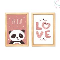 Kit Quadro Decorativo Infantil quarto menina Panda Love