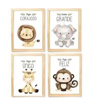 Kit quadro decorativo infantil safari quarto criança bebê enxoval