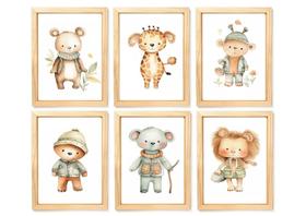 Kit quadro decorativo infantil ursa flores delicada quarto criança bebê enxoval menina