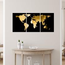 Kit Quadro Decorativo Mapa Mundi Dourado Kit Quadro Decorativo Mapa Mundi Dourado