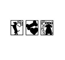 Kit Quadro Decorativo mdf 3mm Vazado Cachorro Preto