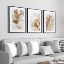 Kit Quadro Decorativo Moldura Folhagem Sala Quarto Casal Dourada Moderno Luxo Grande Kit Quadro Decorativo Moldura Folhagem Sala Quarto Casal Dourada Moderno Luxo Grande