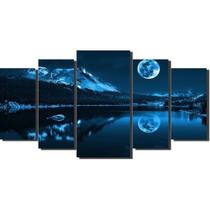 Kit Quadro Decorativo Mosaico 5 Peças Paisagem Lua Kit Quadro Decorativo Mosaico 5 Peças Paisagem Lua