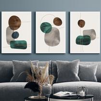 Kit Quadro Decorativo Pedras Abstratas Moldura Branca