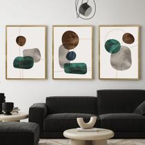 Kit Quadro Decorativo Pedras Abstratas Moldura Mel Kit Quadro Decorativo Pedras Abstratas Moldura Mel