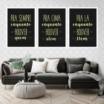 Kit Quadro Decorativo Pra Sempre Pra Cima Pra Lá 3 Peças