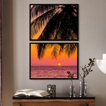 Kit Quadro Decorativo Praia Moldura Preta