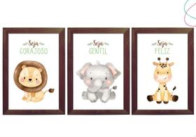 Kit Quadro Decorativo Quarto Bebê Safari Baby Aquarela 33x43 - Creative Cat Kit Quadro Decorativo Quarto Bebê Safari Baby Aquarela 33x43 - Creative Cat