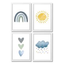 Kit Quadro Decorativo Quarto Infantil Arco-íris Boho Menino