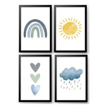 Kit Quadro Decorativo Quarto Infantil Arco-íris Boho Menino
