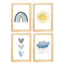 Kit Quadro Decorativo Quarto Infantil Arco-íris Boho Menino