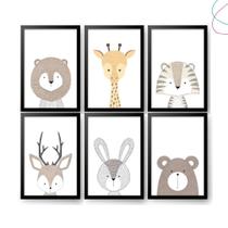 Kit Quadro Decorativo Quarto Infantil Escandinavo Safari