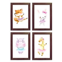 Kit Quadro Decorativo Quarto Menina Bailarina Animais