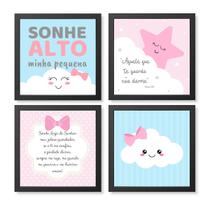 Kit Quadro Decorativo quarto menina nuvem estrela sonhe alto Kit Quadro Decorativo quarto menina nuvem estrela sonhe alto