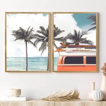 Kit Quadro Decorativo Sea Beach Moldura Mel