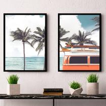 Kit Quadro Decorativo Sea Beach Moldura Preto