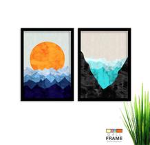 Kit Quadro Decorativo Sol Água Moderno 2 peças de 40x60