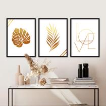 Kit Quadro Decorativo Vinil Love Gold Inclui Moldura