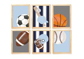 Kit quadro esporte infantil decorativo quarto criança enxoval bebê Kit quadro esporte infantil decorativo quarto criança enxoval bebê