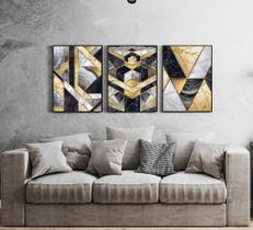 Kit Quadro Geométrico Moderno Dourado Decorativo Quarto Sala Kit Quadro Geométrico Moderno Dourado Decorativo Quarto Sala